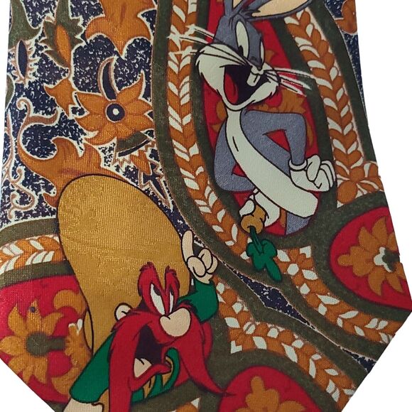 Vintage Set of 2 Looney Tunes Men's Neckties 1993 Bugs Bunny Daffy Duck, Taz - Picture 10 of 14